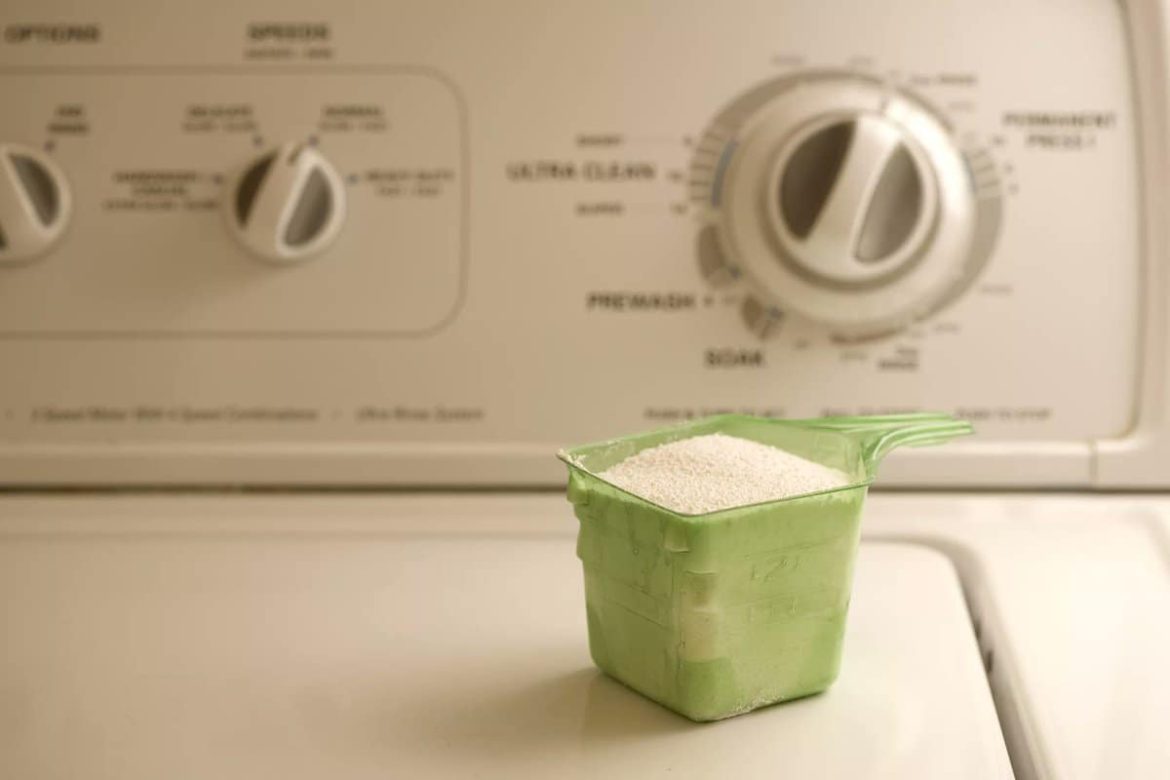 Use a laundry powder organiser to establish a laundry room